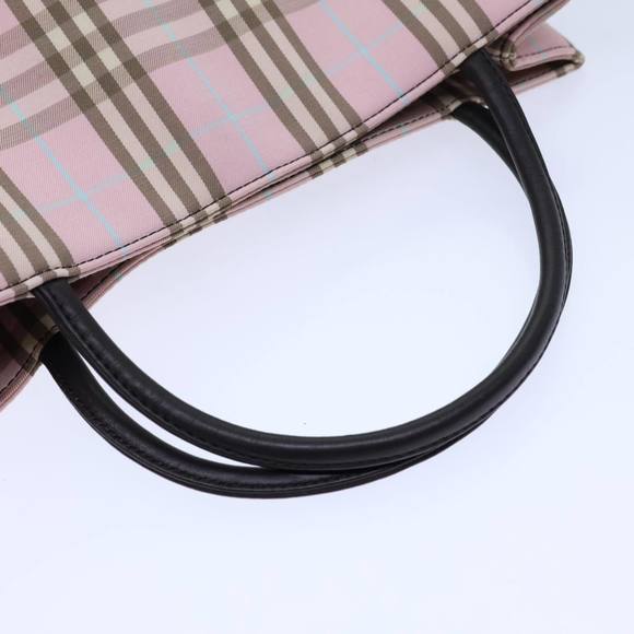BURBERRY Nova Check Hand Bag Canvas Pink Auth 72132 - Picture 7 of 16